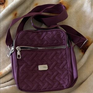 Quilted Plum Crossbody Bag with Silver Hardware